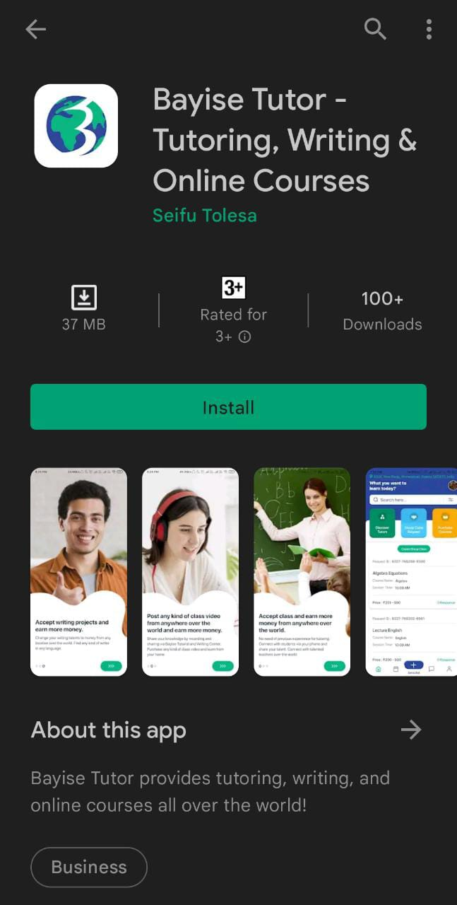 Bayise Tutor, the top online tutoring site on the Play Store
